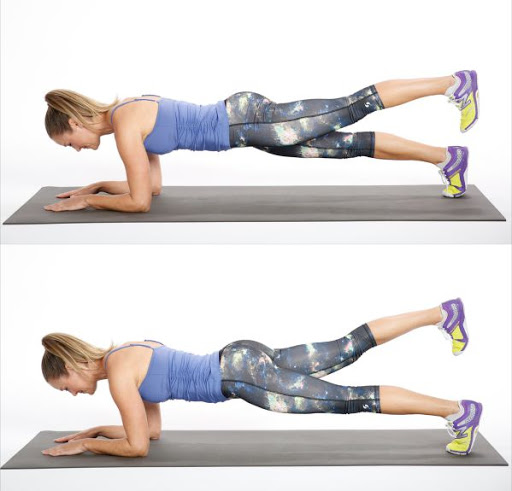 elbow plank leg raises
